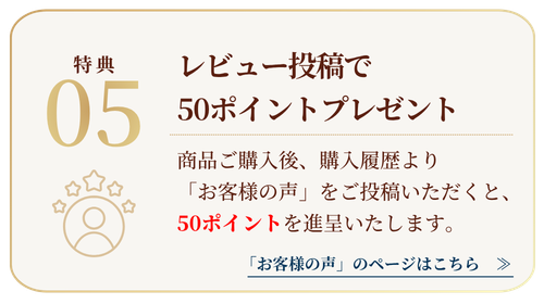 レビュー投稿で50ポイントプレゼント